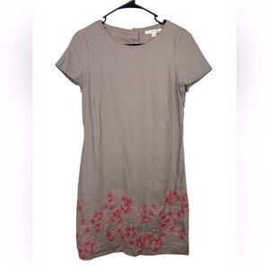 Boden Women’s Embroidered Hem Linen Dress Beige/Tan Workwear Size 4R